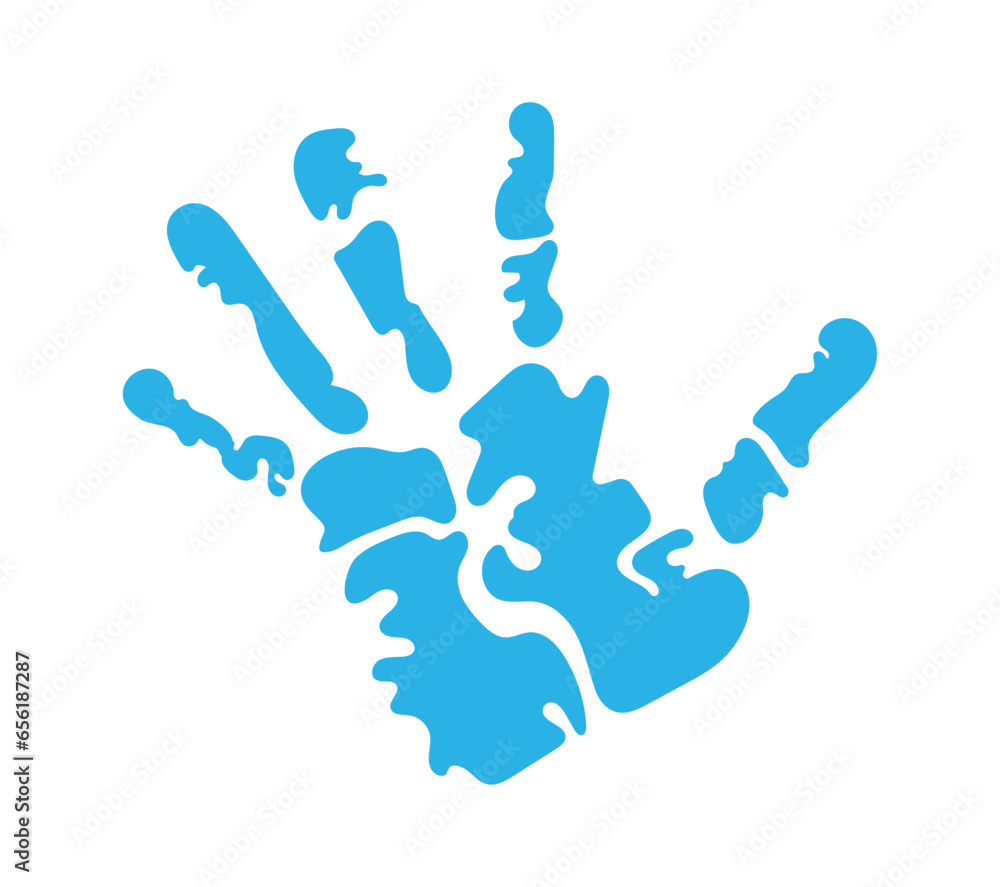 Poster handprint paint color blue