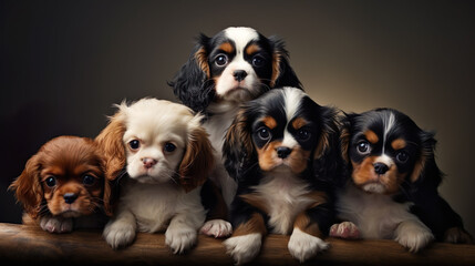 Stacks of realistic cute puppies stacked, HD, detailed textures, sharp focus, natural light, natural blurred background.