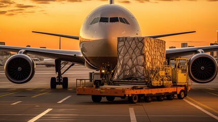 Airplane Transporting Cargo Represents Commerce Connecting Cultures and Bringing the World Closer - obrazy, fototapety, plakaty