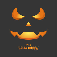 Happy Halloween party poster. Horror pumpkin face. Scary pumpkin social media poster design. Art cover horror night. October 31 holiday evening promotional artwork.