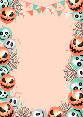 Halloween poster template illustration with balloon motif (A4 size portrait) | no text