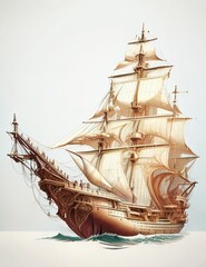DreamShaper_v7_Caravel_Sailing_on_the_Waves_A_historic_caravel_0. - obrazy, fototapety, plakaty
