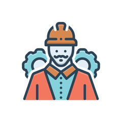 Color illustration  icon for engineer 