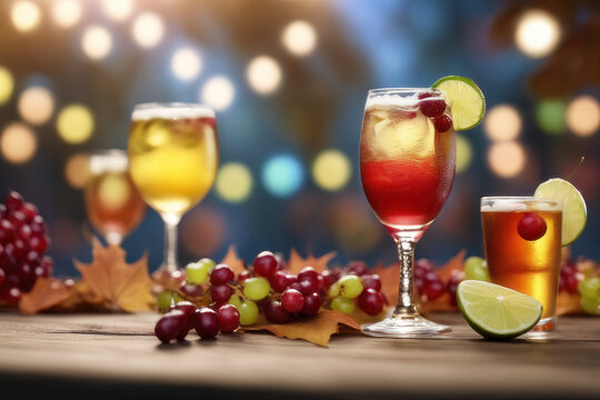 glass of drinks in the autumn