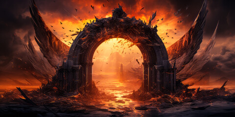 The Daunting Gates of Hell Awaiting After Death - obrazy, fototapety, plakaty