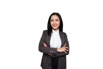 Young Asian Businesswoman Smiling Confidently Isolated Background