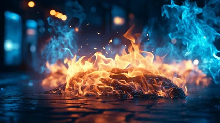 Foto op Plexiglas Neon hot fire lives in nature with generative ai © Hiro