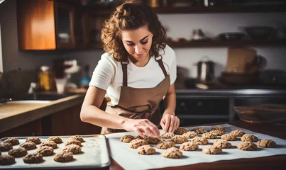 Fotobehang Brood a woman who makes cookies_Generative AI