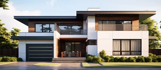 Foto auf Acrylglas Sydney Contemporary two story house with angular roof and balcony