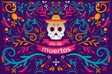 vector dia de muertos background illustration design