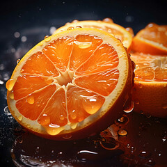 orange with water drops
