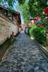 Fototapeta na wymiar An alley in the ancient city of Langzhong, Sichuan, China