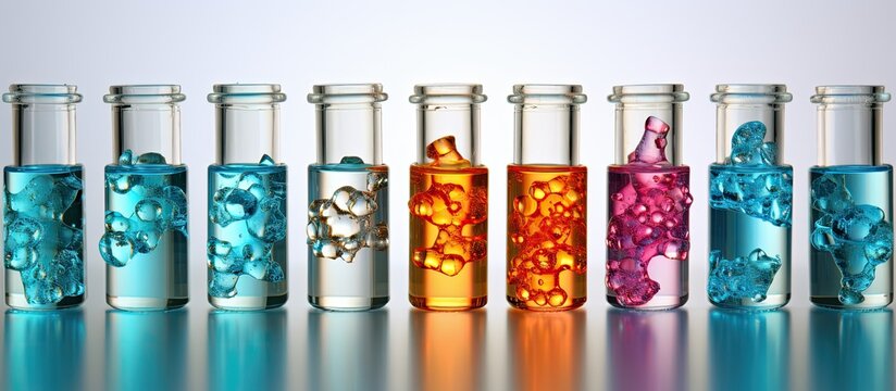 DNA or mRNA vaccine with clear fluid in glass vials for immunization concept