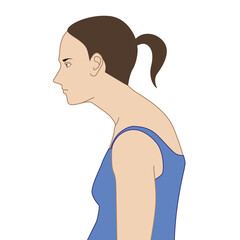 Young woman hunchback, illustration on white background