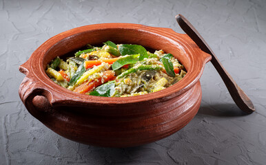 Famous south indian side dish aviyal made up of vegetables with yogurt and coconut
