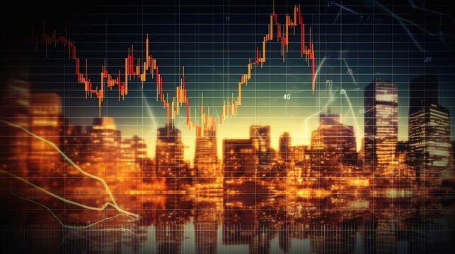 A Real photos of stock market charts Financial graphs on abstract technology background showing a variety of investments.