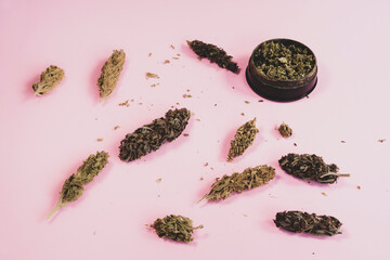 Medical cannabis marijuana, jointed herb drugs.
