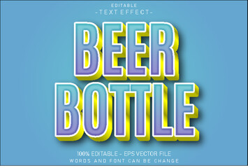 Beer bottle editable text effect 3 d emboss style Design