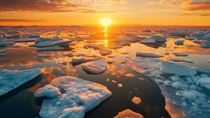 Foto op Plexiglas Icebergs floating in the sea. global warming concept.generative ai © JKLoma
