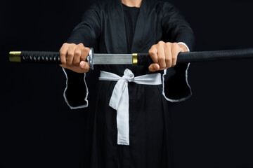 Samurai warrior gripping the sword