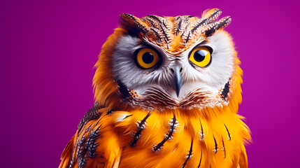 A owl on a color background - Generative AI