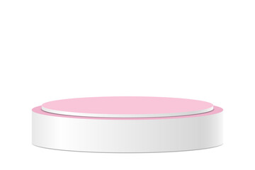pedestal for displaying pink and white products