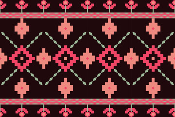 Tribal ethnic vector background.Abstract ethnic pattern design for wallpaper or texture.Ikat geometric folklore ornament.Colorful geometric embroidery for fabric,carpet,clothing. - obrazy, fototapety, plakaty