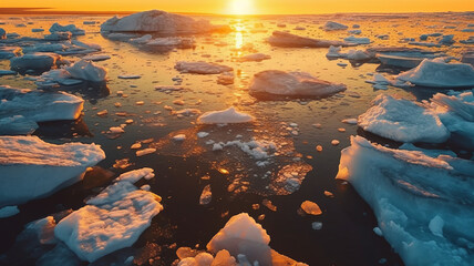 Icebergs floating in the sea. global warming concept.generative ai
