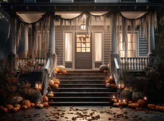 Fototapeta na wymiar Decorated Halloween porch