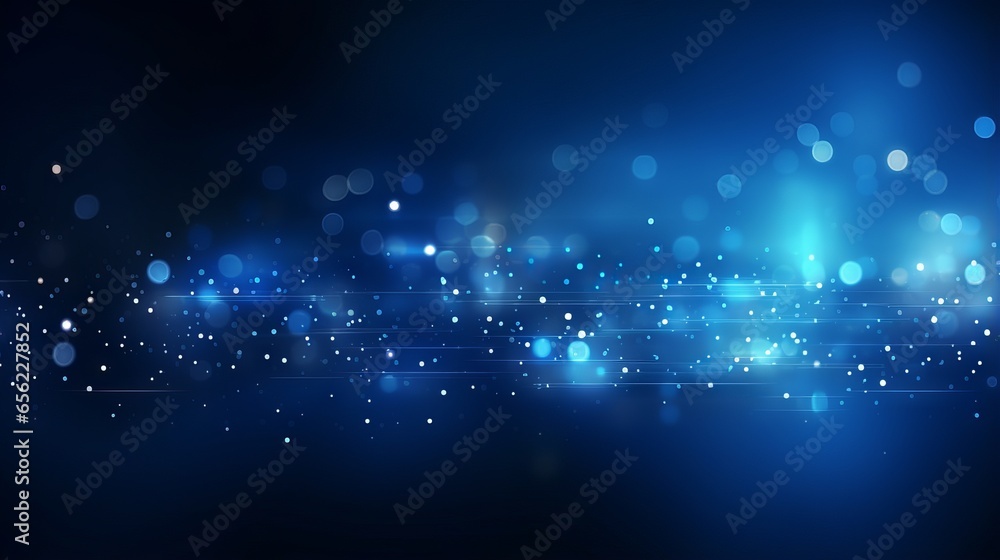 Poster abstract blue bokeh background banner with futuristic data technology concept