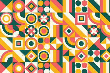 Abstract Geometric Pattern Artwork. Retro colors and white background.
