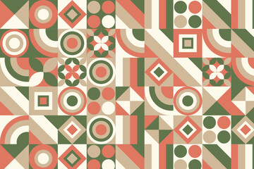 Abstract Geometric Pattern Artwork. Retro colors and white background.
