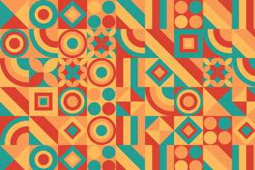 Abstract Geometric Pattern Artwork. Retro colors and white background.
