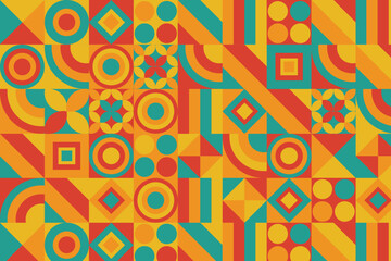 Abstract Geometric Pattern Artwork. Retro colors and white background.
