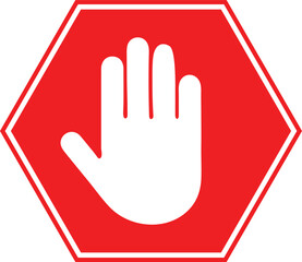 Red stop sign icon with text flat icon for apps and websites