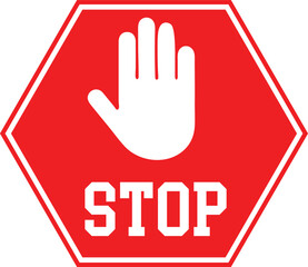 Red stop sign icon with text flat icon for apps and websites