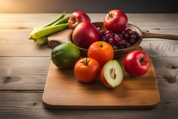 vegetables on a wooden table