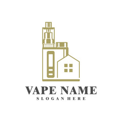 Vape with House logo design concept vector. Vaping illustration design