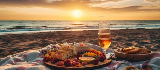 Bohemian inspired sunset beach picnic with unique food and drinks