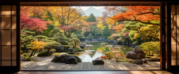 Foto op Canvas view or the autumn garden  © killykoon