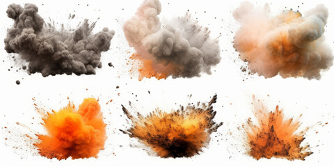 Fototapeta na wymiar photograph of Set of explosion isolated on white background