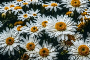 Fototapeta premium a bunch of white flowers with yellow centers - AI Generative