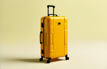 Yellow trolley suitcase.