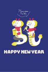 美容院年賀状　辰年　ブルー