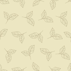 Leaf line art seamless pattern. Suitable for backgrounds, wallpapers, fabrics, textiles, wrapping papers, printed materials, and many more.