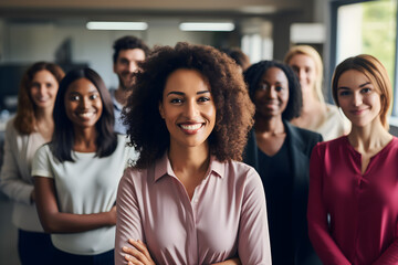 Fototapeta premium Empowering Women in the Workplace Inclusivity: Celebrating International Women's Day with Diversity Equity Inclusion (DEI) in the Education Industry with Multiracial Female Teachers