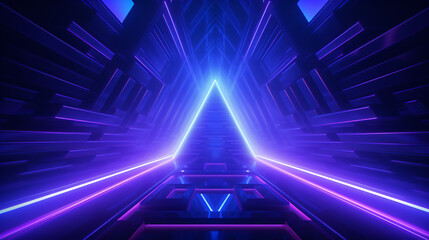 3d render abstract violet blue neon background
