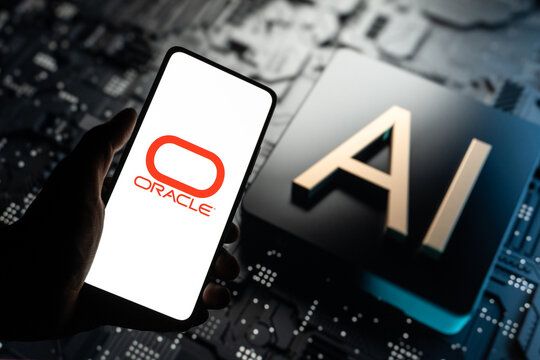 West Bangal, India - july 5, 2023 : Oracle ai logo on phone screen stock image.