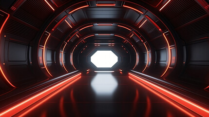 3D Rendering Of Realistic Sci-fi Dark Tunnel