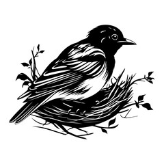 Bird on a nest vector illustration